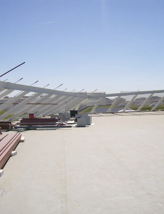 Stadyum çatı taşıyıcısının üstten görünümü