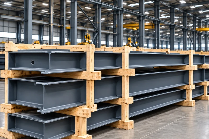 Paketleme alanı: takozlanmış ve bağlanmış sevkiyat paketleri.